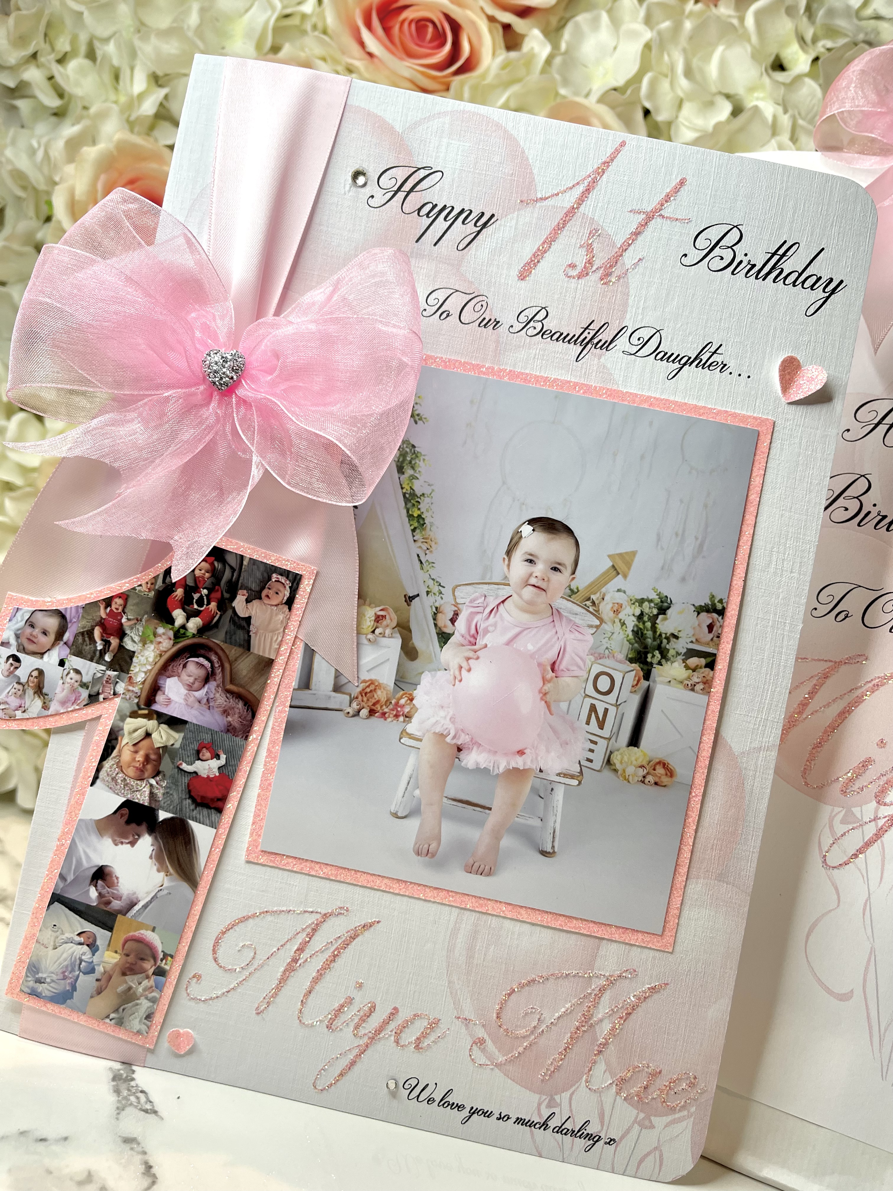 Number Photo Collage Bow Card view 4