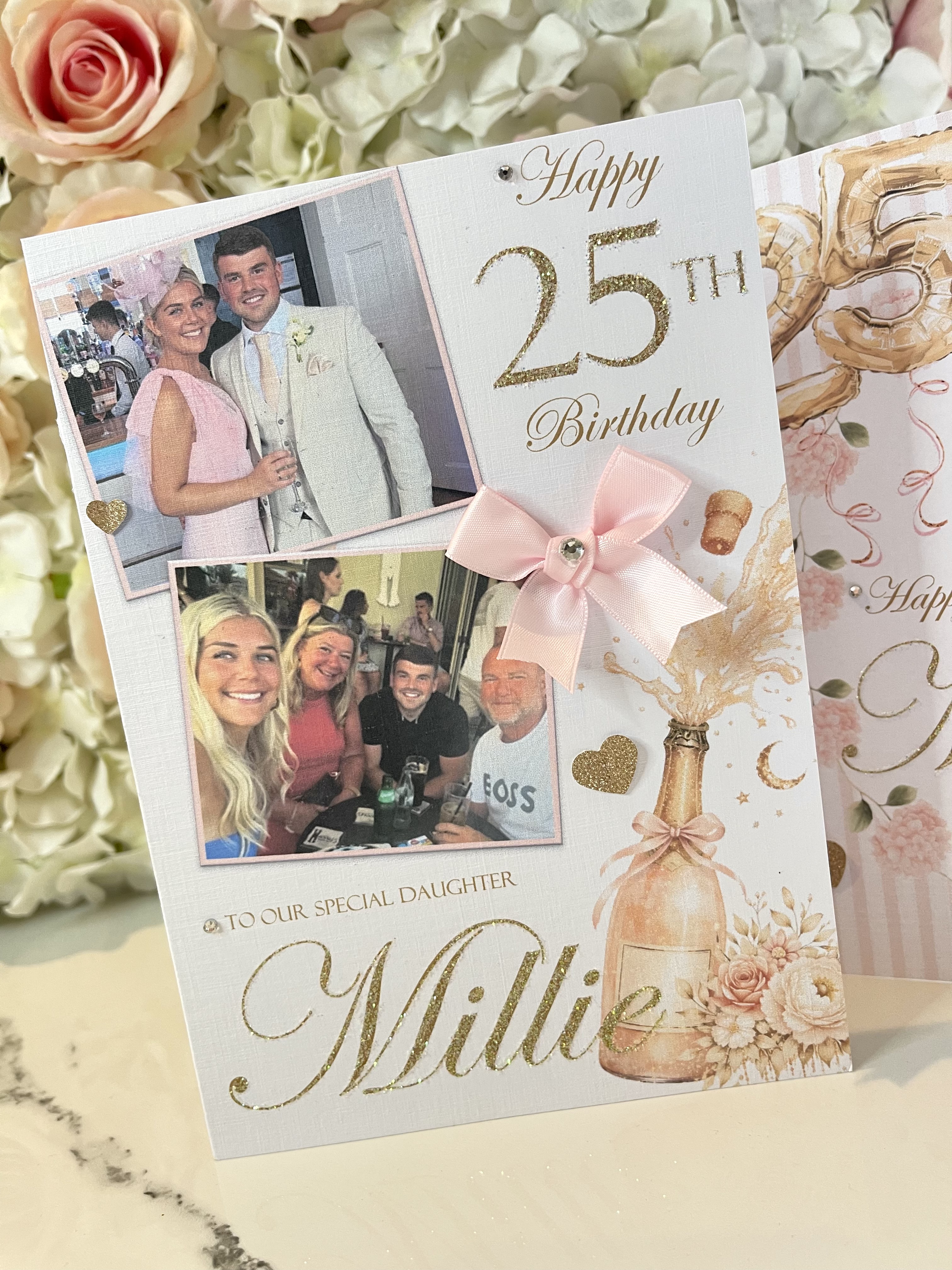 Floral Champagne Photo Card
