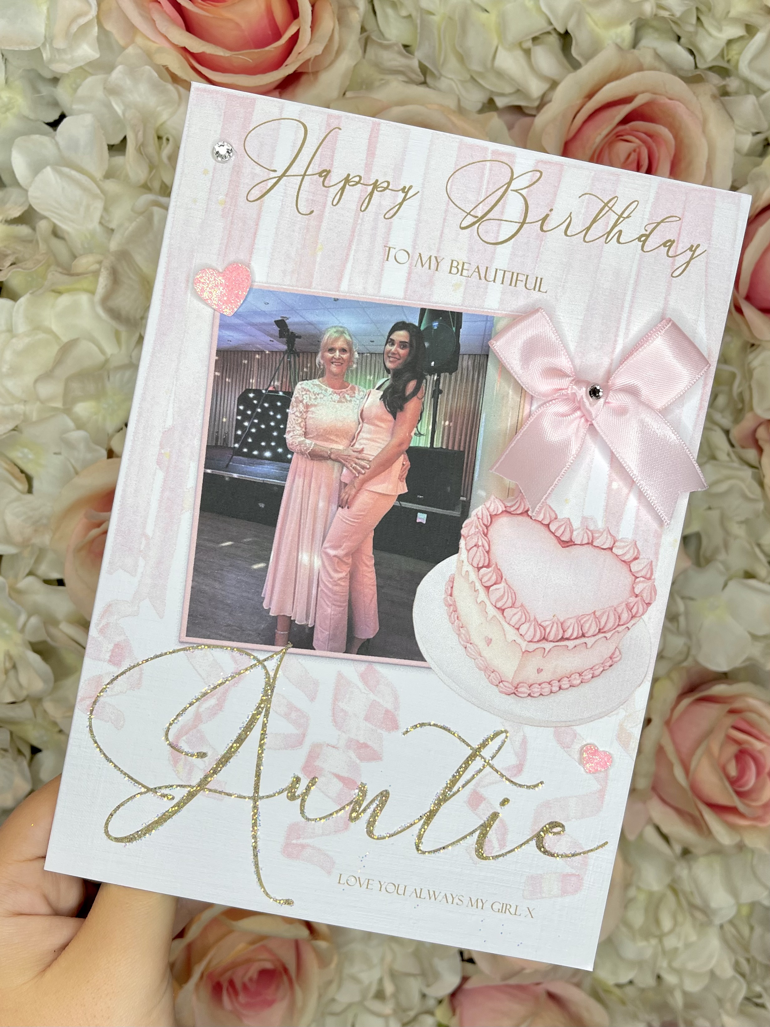 Pink Heart Cake Photo Card view 3