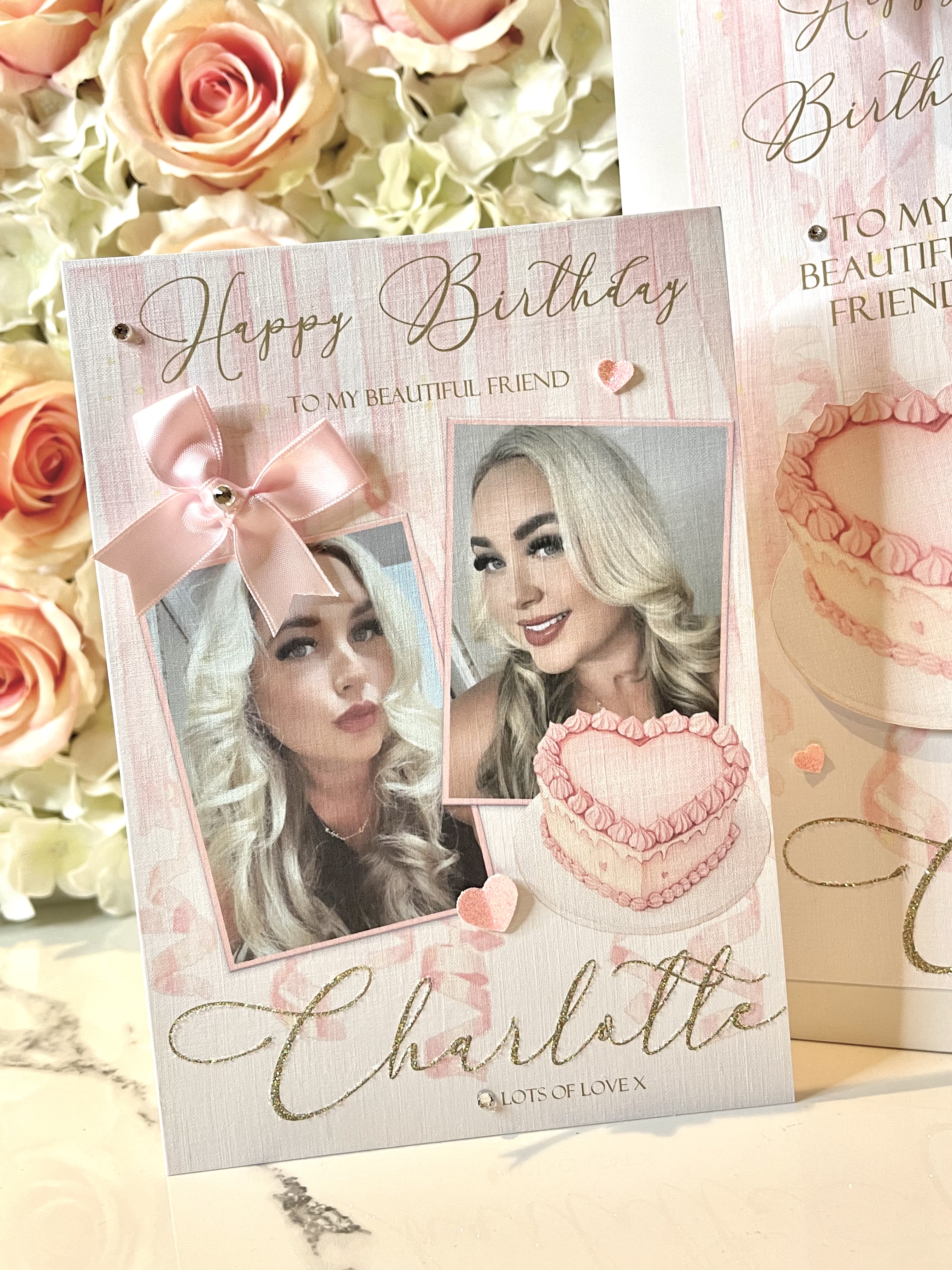 Pink Heart Cake Photo Card