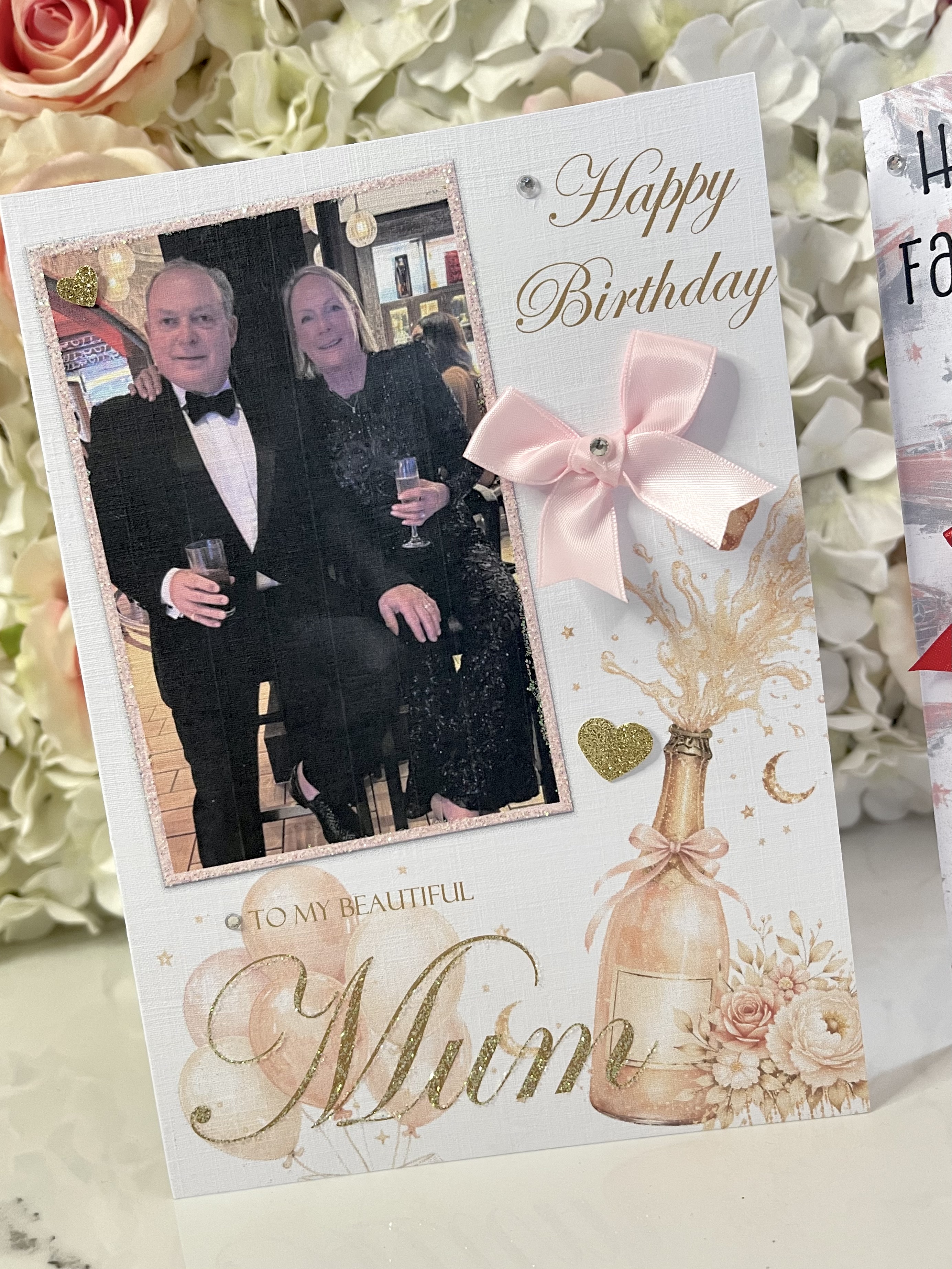 Floral Champagne Photo Card view 2