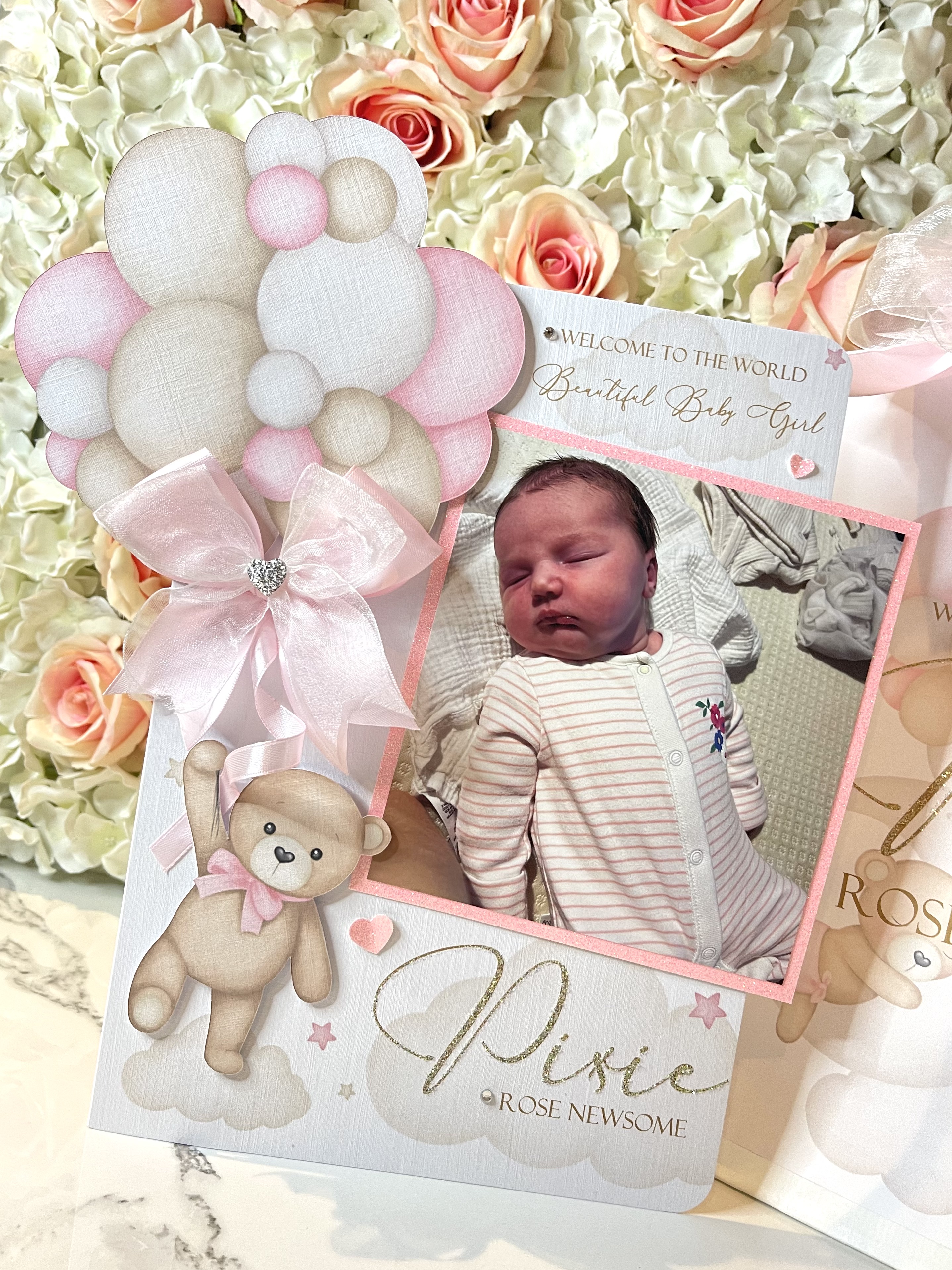 Teddy Bear Balloon Photo Card