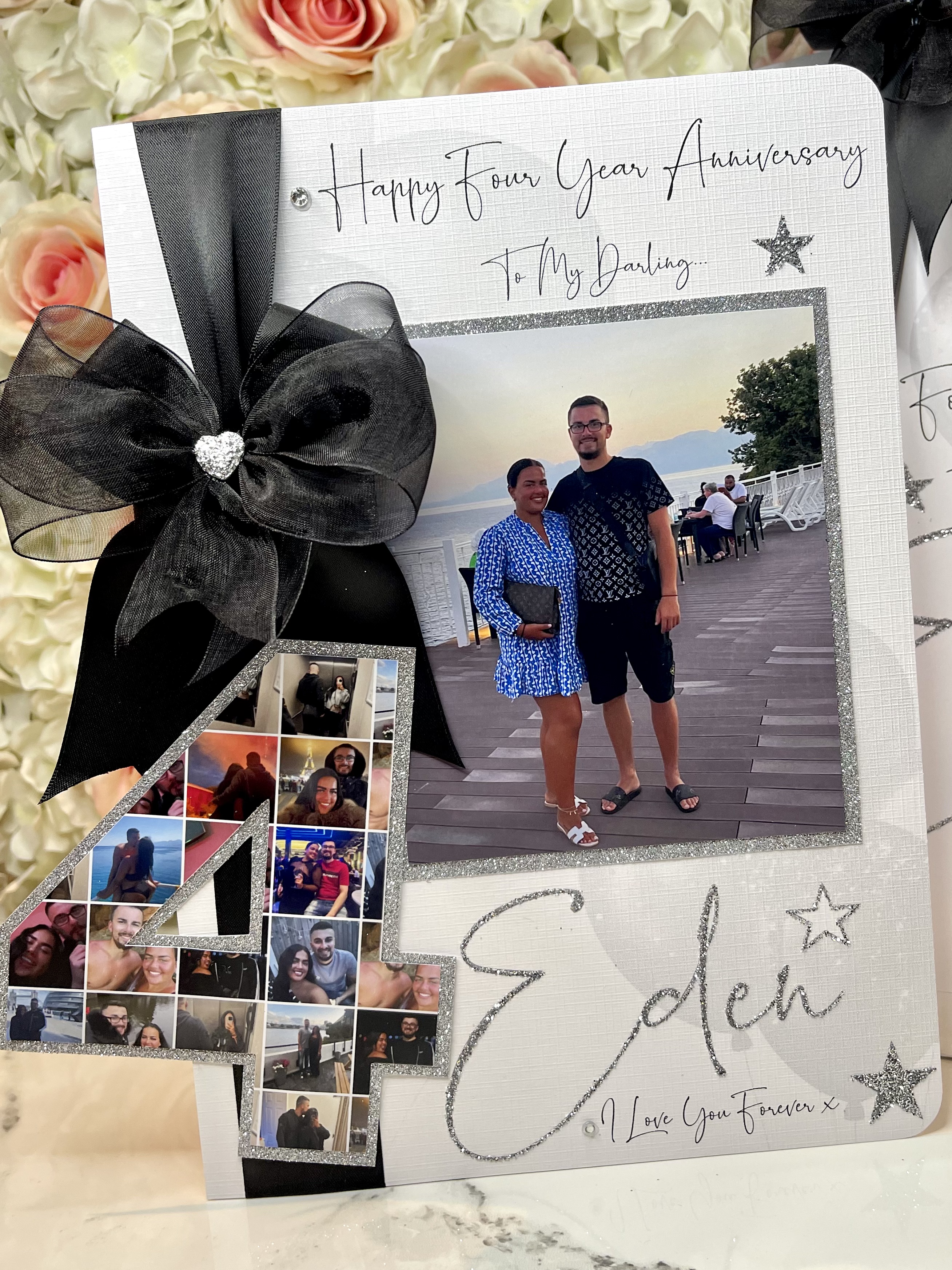 Number Photo Collage Bow Card view 5