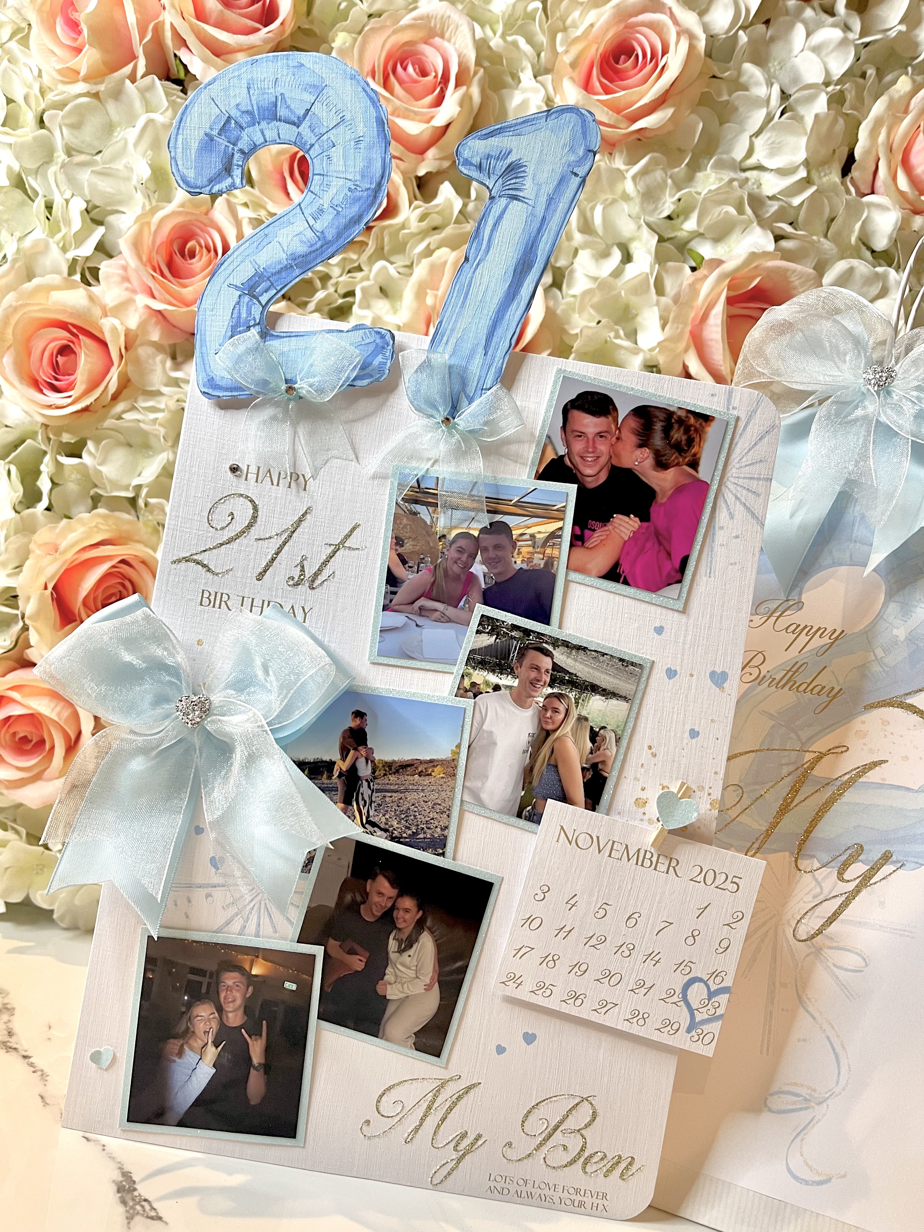 Foil Number Balloon Scattered Photo Card