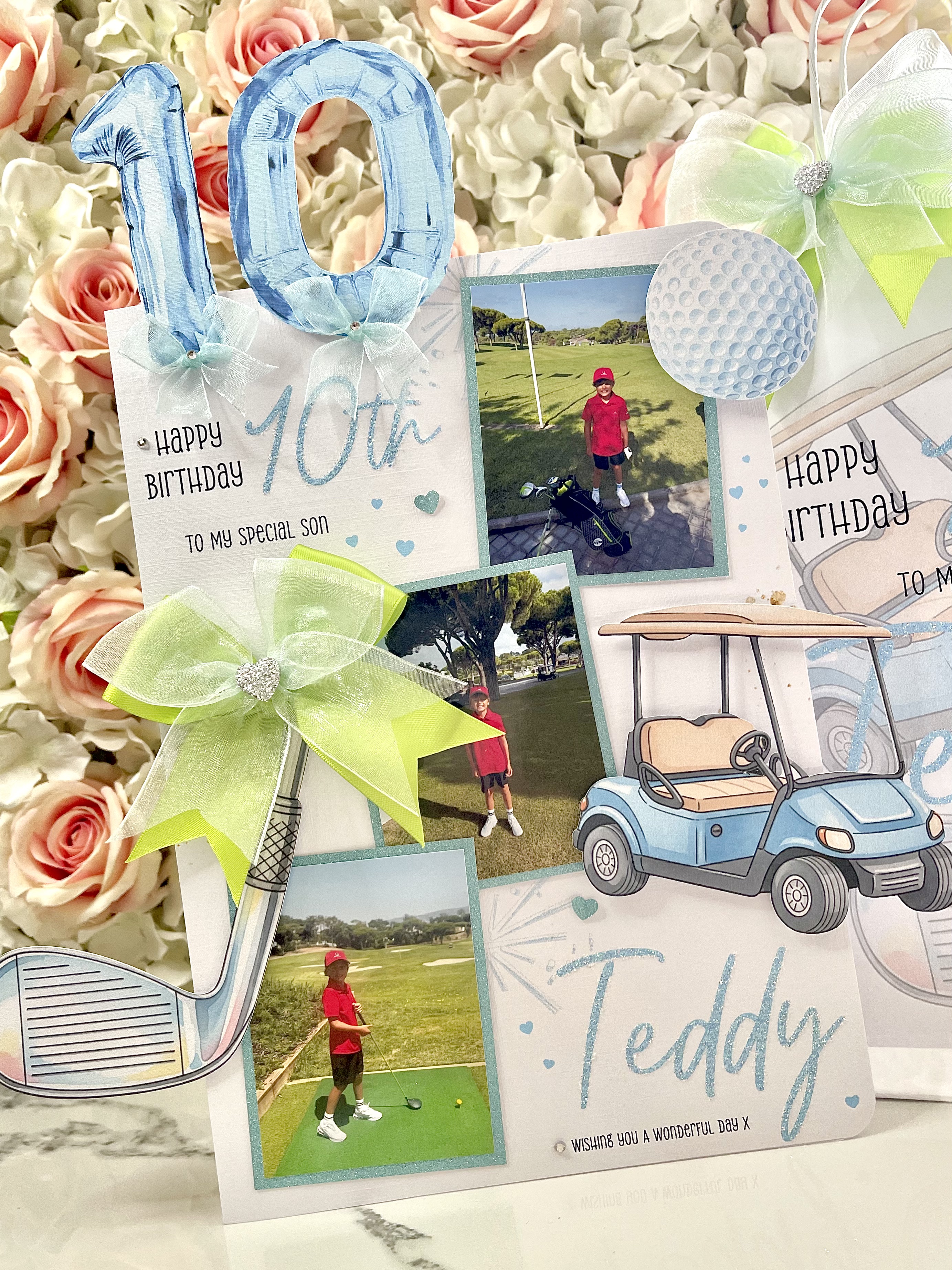 Foil Number Balloon Scattered Photo Card view 4